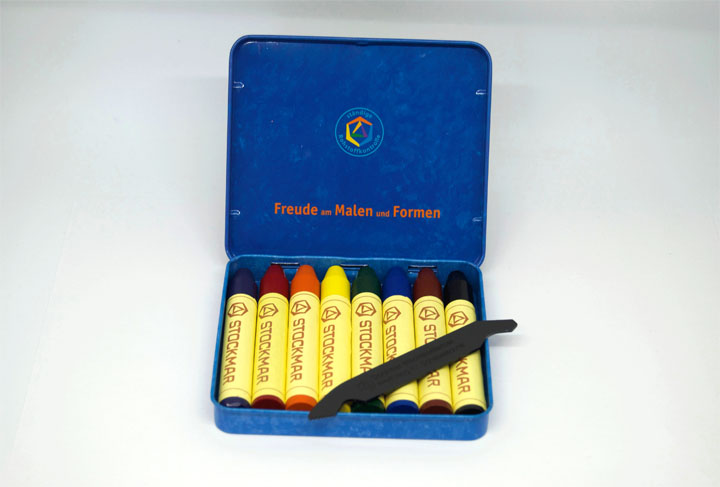 Stockmar Beeswax Block Crayons,8 Assorted Waldorf Colors in Tin 