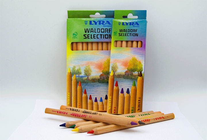 Set of 6 Super Ferby Pencils LYRA Waldorf Selection Giant Triangular Colored Pencil 3711061 Unlacquered Assorted Colors