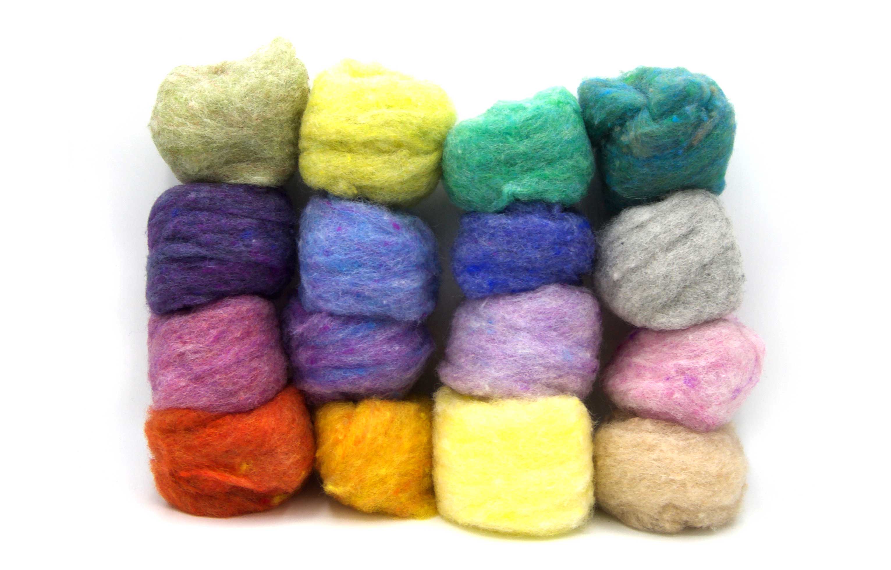 Dyed Wool Roving -16 Pastel Colors