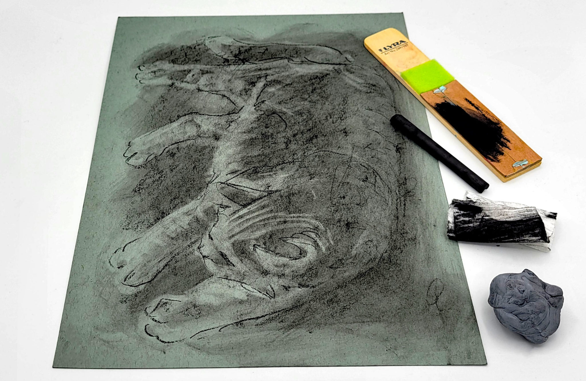 compressed charcoal sticks drawing