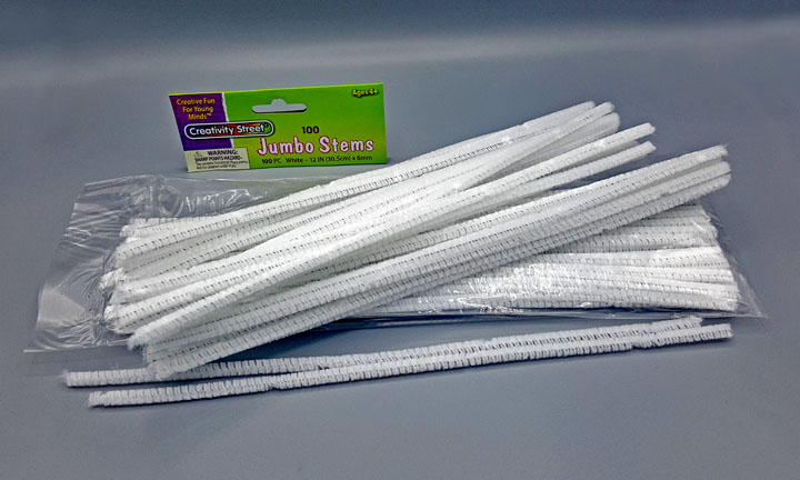 Creativity Street Chenille Stems/Pipe Cleaners 12 Inch x 6mm 100-Piece,  White