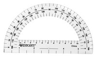 Westcott 6" Plastic 180 Degree Protractor, Clear