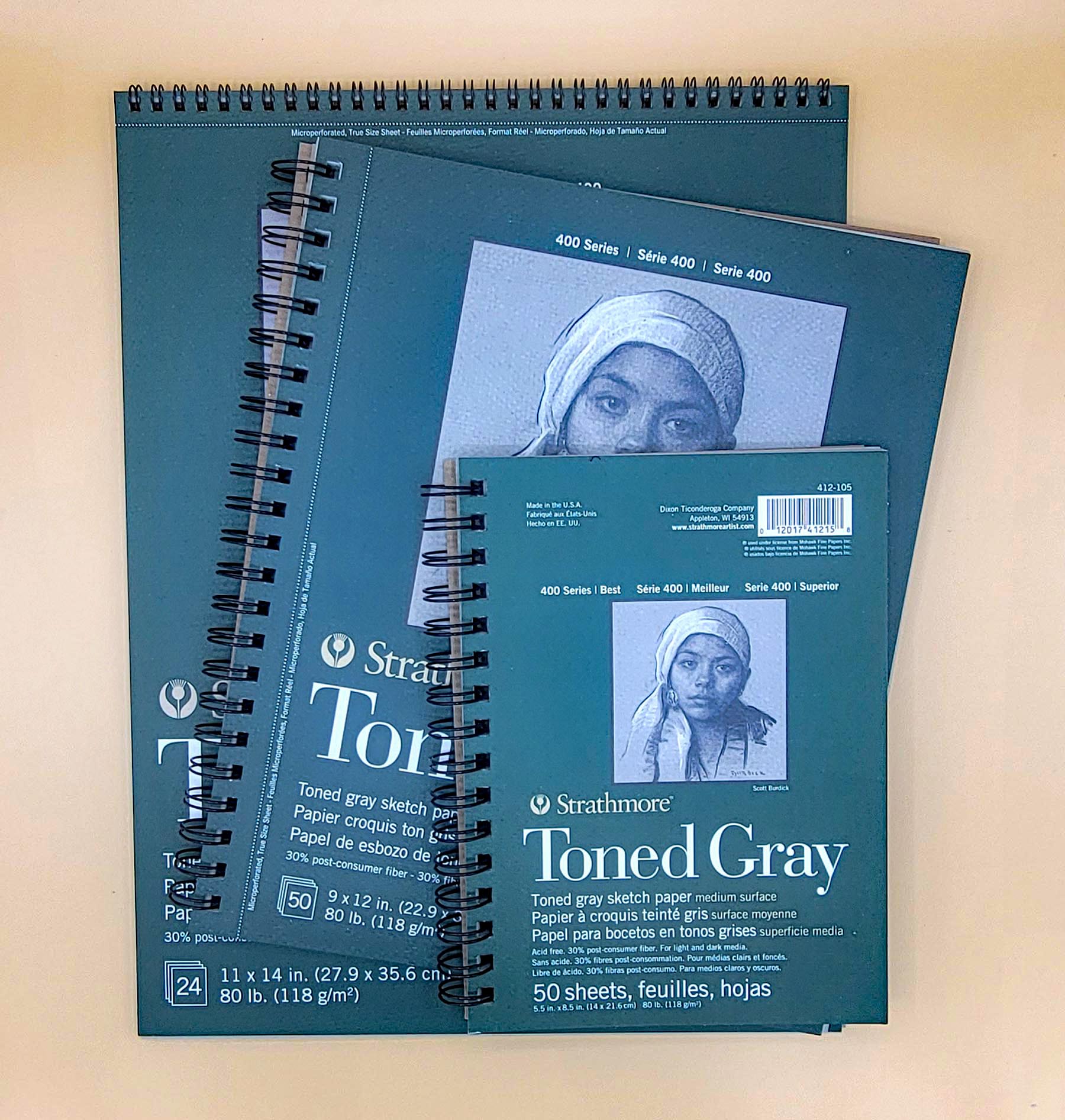 Strathmore 400 Series Toned Grey Sketch Pad — 100% Recycled (60 lb.)