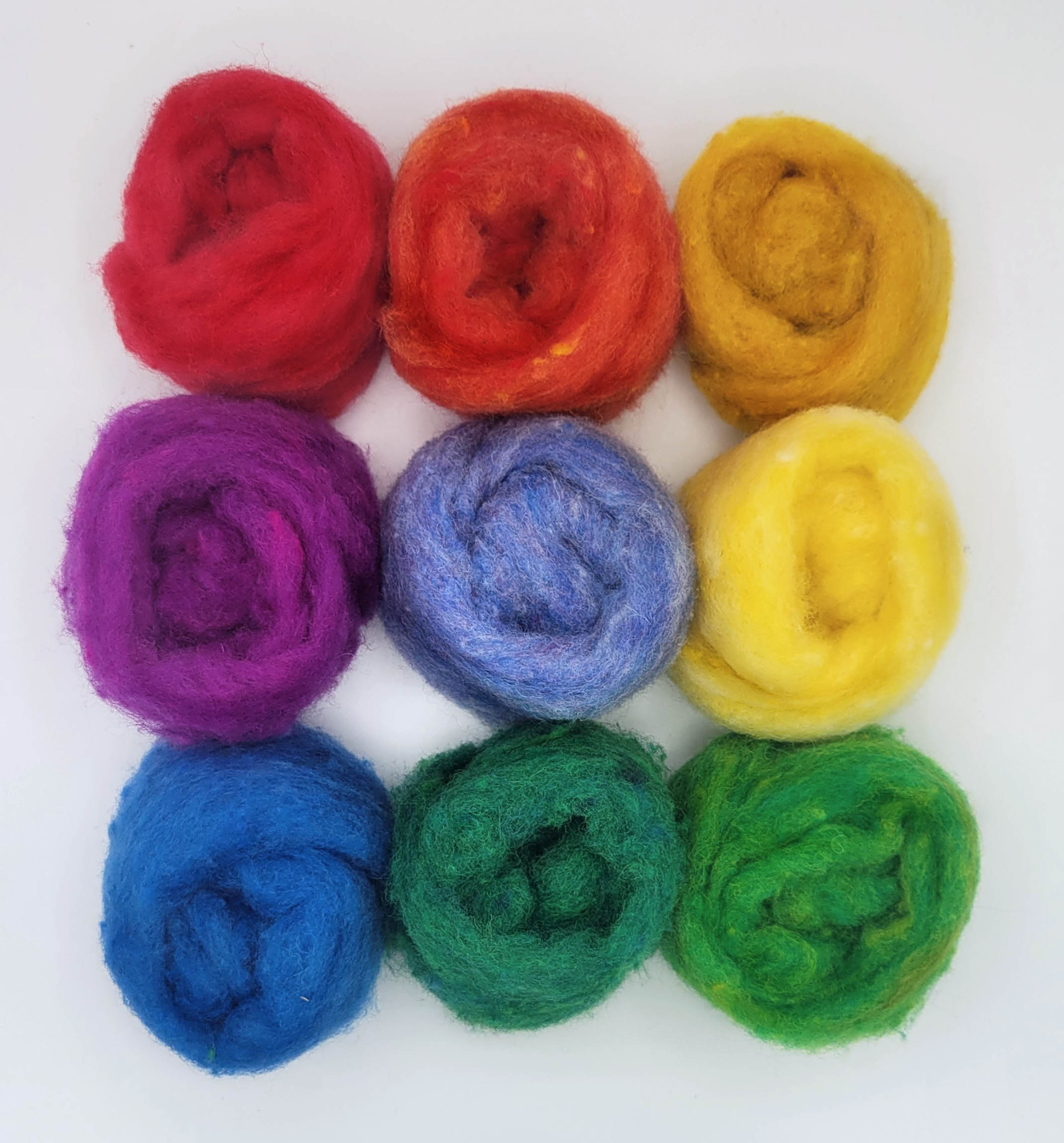 Rainbow Jewel Tones • 9‑Color Wool Roving Set